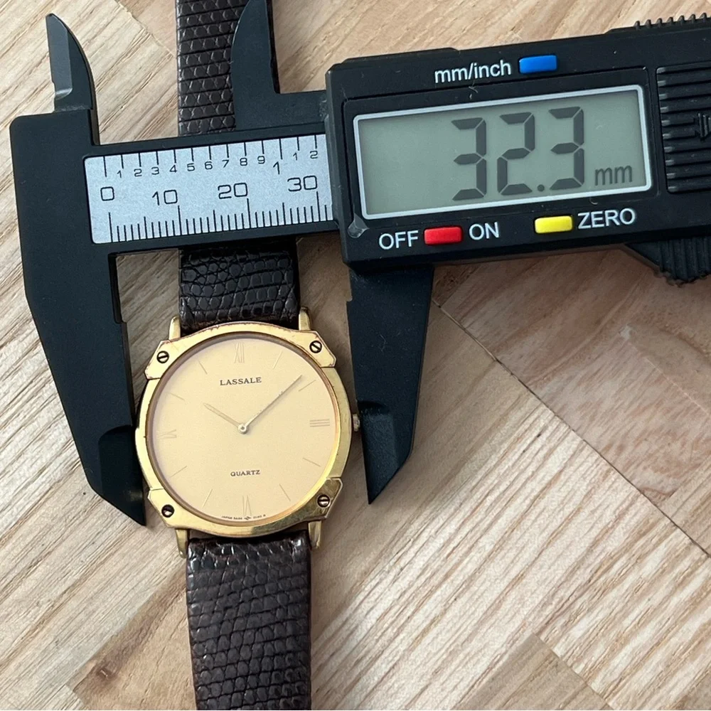Lassale Super Rare Watch Hardy-Roma Leather Strap Gold-Tone Case, Dial, Hands